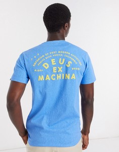 Синяя футболка с принтом на спине Deus Ex Machina-Синий