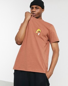 Коричневая футболка с вышитым Спиди Гонзалесом Bershka Looney Tunes-Коричневый