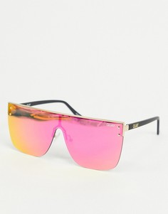 Розовые солнцезащитные очки с плоским верхом Quay Australia-Золотой
