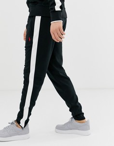 Черные спортивные брюки слим с молниями и полосками по бокам Polo Ralph Lauren-Черный
