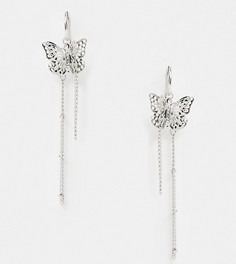 Серебристые серьги-подвески с бабочками Reclaimed Vintage inspired-Серебряный
