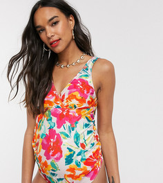 Слитный купальник с цветочным принтом и завязкой на спине Unique 21 Maternity-Мульти