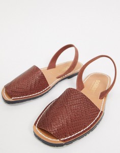 Коричневые кожаные сандалии Solillas-Коричневый цвет