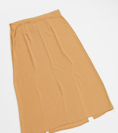 Светло-бежевая юбка макси с двумя разрезами ASOS DESIGN Curve-Бежевый