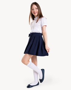 Белая рубашка с сетчатой вставкой для девочки Gloria Jeans