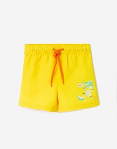 Жёлтые пляжные шорты с принтом Gloria Jeans