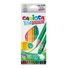 Карандаши Carioca Tita Erasable 42897, шестигранный, пластик, 3мм, 12 цв., коробка картонная 12 шт./кор.