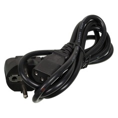 Кабель питания IEC C13 (прямой) - Евровилка (угловой), 1.5м, черный Noname