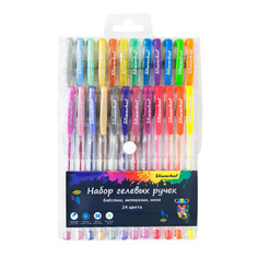 Набор ручек гелев. Silwerhof Цветландия Mix d=1.0мм блистер (24шт) 24цв. блестки/металлик/неон 12 шт./кор.