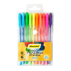Набор ручек гелев. Silwerhof Солнечная коллекция Neon d=1.0мм блистер (10шт) 10цв. неоновые чернила 12 шт./кор.