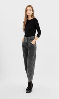 Stradivarius Базовый Джемпер Из Эластичной Ткани Женская Коллекция Черный L