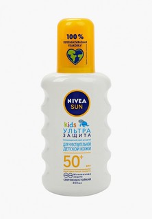 Спрей солнцезащитный Nivea детский "Ультразащита" для чувствительной кожи SPF 50+, сверхводостойкий, 200 мл.