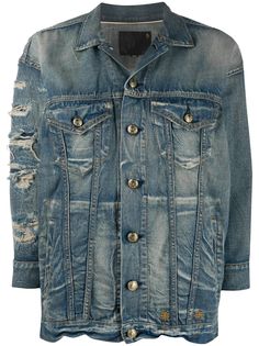 R13 джинсовая куртка с прорезями