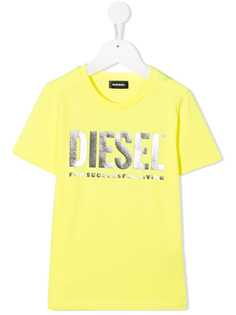 Diesel Kids футболка с круглым вырезом и логотипом металлик