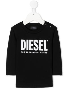 Diesel Kids футболка с логотипом и пуговицами сбоку