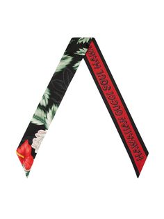 Gucci узкий шарф с цветочным принтом и логотипом