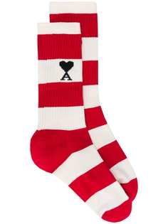 AMI полосатые носки с логотипом