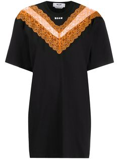 MSGM платье-футболка с кружевной кокеткой
