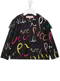 Emilio Pucci Junior куртка-бомбер с логотипом и оборками