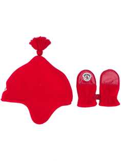 Moncler комплект из перчаток и шапки с нашивкой-логотипом