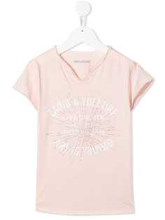 Zadig & Voltaire Kids футболка хенли с логотипом из страз