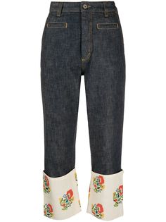 Loewe джинсы Fisherman с цветочной вышивкой