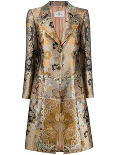 Etro жаккардовое пальто в технике пэчворк