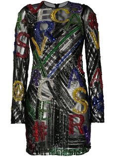 Versace Pre-Owned платье мини с пайетками и логотипом
