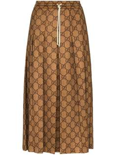 Gucci юбка миди с узором GG и складками
