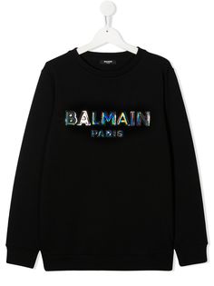 Balmain Kids толстовка с круглым вырезом и нашивкой-логотипом