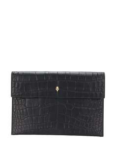 Alexander McQueen клатч с тиснением под кожу крокодила с декором Skull
