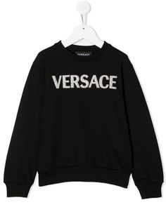 Versace Kids толстовка с логотипом и блестками