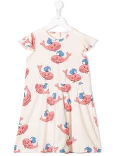 Mini Rodini платье с принтом в виде китов