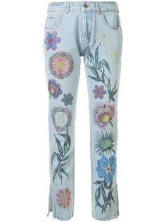 Filles A Papa декорированные джинсы с цветочным принтом