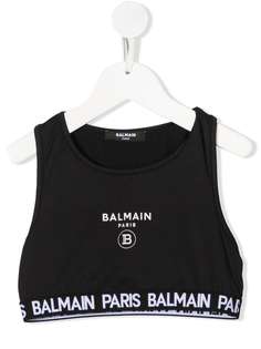 Balmain Kids спортивный укороченный топ с логотипом