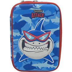 Пенал школьный 3D большой Акула Shark attack синий Mihi Mihi