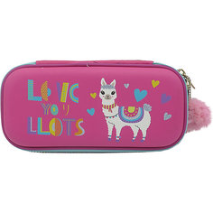Пенал школьный 3D маленький Альпака розовый Mihi Mihi