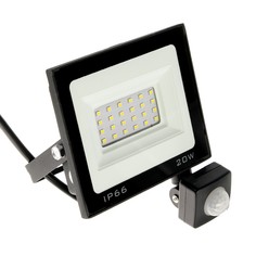 Прожектор светодиодный luazon lighting 20 вт, 1800 лм, 4000к, датчик движения, ip66