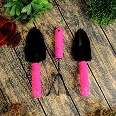 Набор садового инструмента, 3 предмета: рыхлитель, 2 совка, пластиковые ручки Greengo