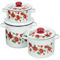 Набор эмалированной посуды Сибирские товары Рамо 16 N16B60 (кастрюля 2+3.5+5.5 л), 3 предмета СтальЭмаль