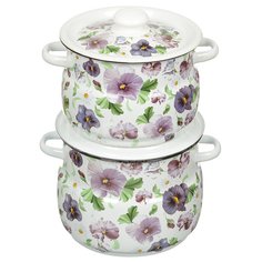 Набор эмалированной посуды Сибирские товары Анютины глазки 10 N10B54 (кастрюля 4+5.5 л), 2 предмета СтальЭмаль