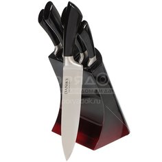 Набор ножей стальных Daniks Бордо YW-A235M2 на подставке, 6 предметов