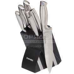 Набор ножей стальных Daniks YW-A271S на подставке, 7 предметов