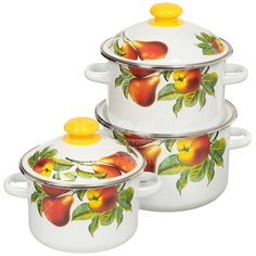 Набор эмалированной посуды Сибирские товары Дары лета 15 N15B62 (кастрюля 2+3+4 л), 3 предмета СтальЭмаль