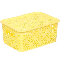Коробка для хранения Виолет Ромашка с крышкой 513130 лимон, 23.5х17.3х10.5 см Violet