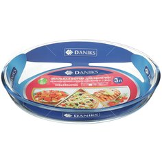 Форма для выпечки стеклянная Daniks Овальная OCT-NR1509, 34.8х24х6.5 см