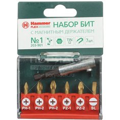 Набор бит Hammerflex TIN 203-901 PH PZ SL 1-2, 25 мм, 7 шт