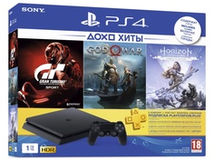 Игровая приставка Sony PlayStation 4 Slim 1Tb Black CUH-2208B + Gran Turismo Sport + God of War + Horizon Zero Dawn CE + PSN 3 месяца Выгодный набор + серт. 200Р!!!