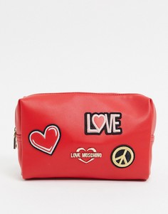 Красная косметичка с нашивками Love Moschino-Красный