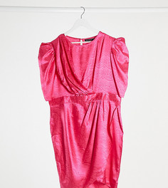 Розовое платье миди с драпировкой Pretty Darling Plus-Розовый цвет